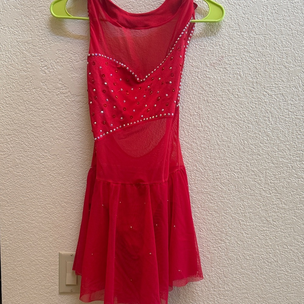 Hand-Stoned Custom Red Dance Costume